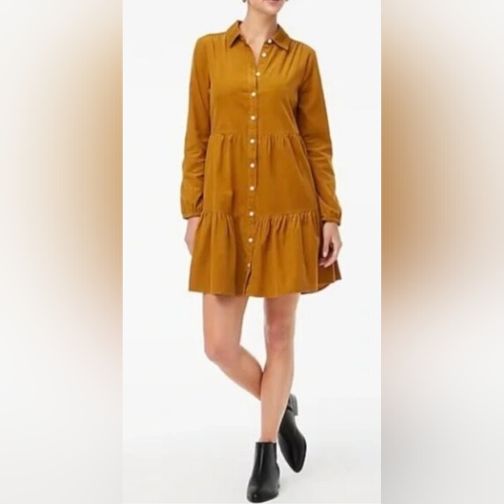 J. Crew Mustard Long Sleeve Dress